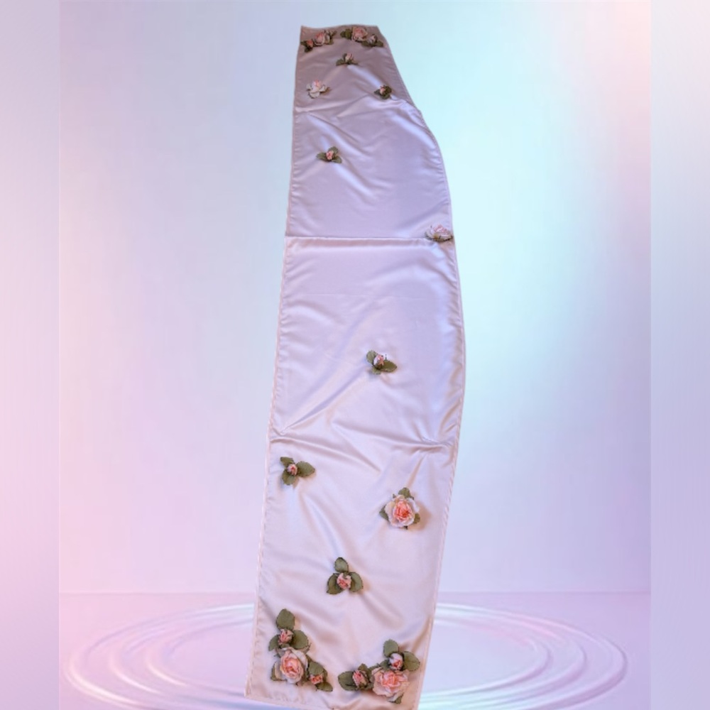 Ilana Wolf NWT Pink Satin Evening Wrap w/ Silk Flower Embellishment. Gorgeous! - Picture 2 of 16